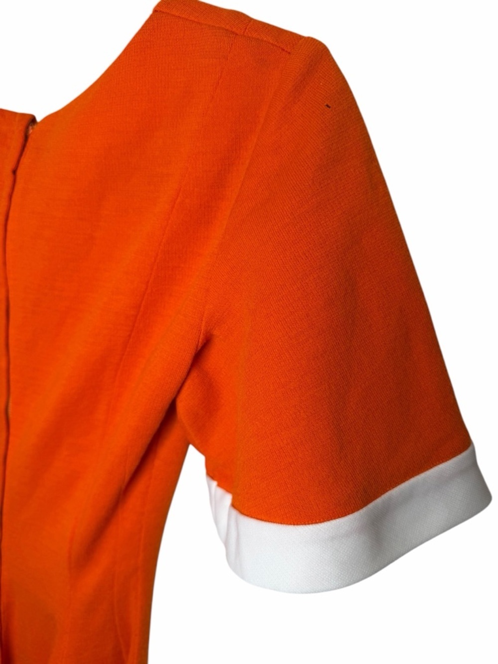 Vintage 60s Mod Micro Mini Dress Vibrant Orange White Contrast Fit and Flare S - Picture 7 of 9